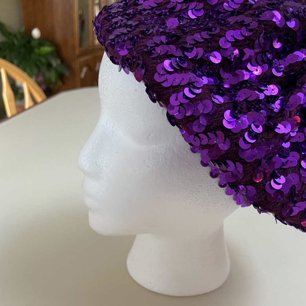 Purple Sequenced Beret